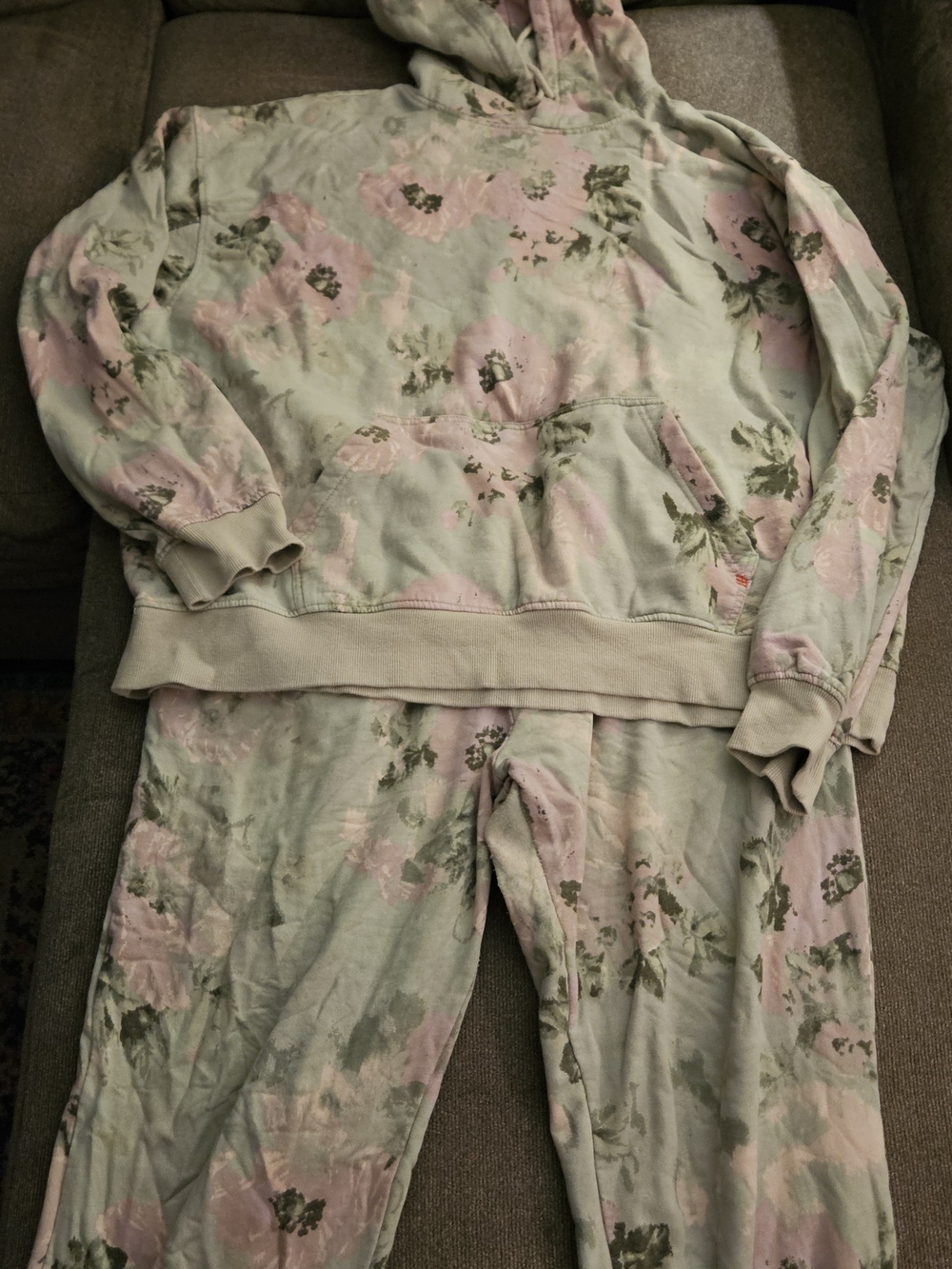 Urban Outfitters BDG 2XL Hoodie + Lrg Sweatpants Matching Set Floral Print RARE!